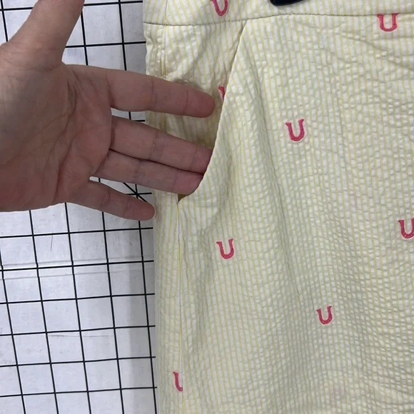 LILLY PULITZER YELLOW & WHITE SEERSUCKER HORSESHOE Ric rac border SKORT 8 - Picture 4 of 11